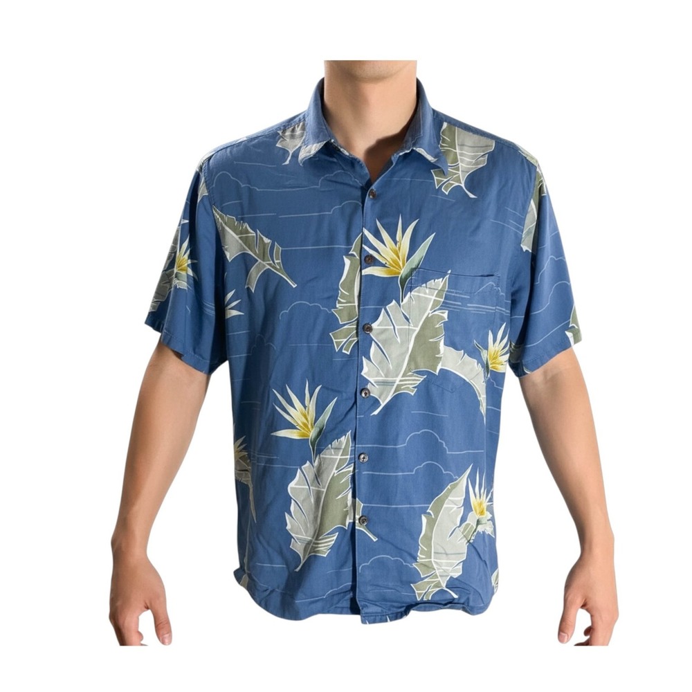 Go Barefoot Hawaiian Aloha Shirt Large Archive Cltcn Bird Of Paradise Flowers